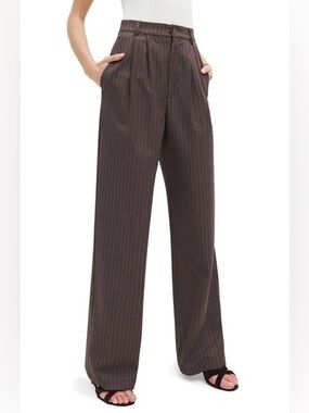 Reformation Mason Wide Leg Pants In Chocolate Stripe
